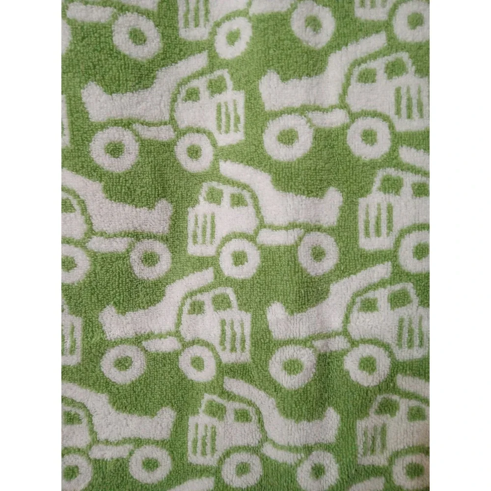Pottery Barn Kids Green White Construction Truck Dump Truck 100% Cotton Towel 48